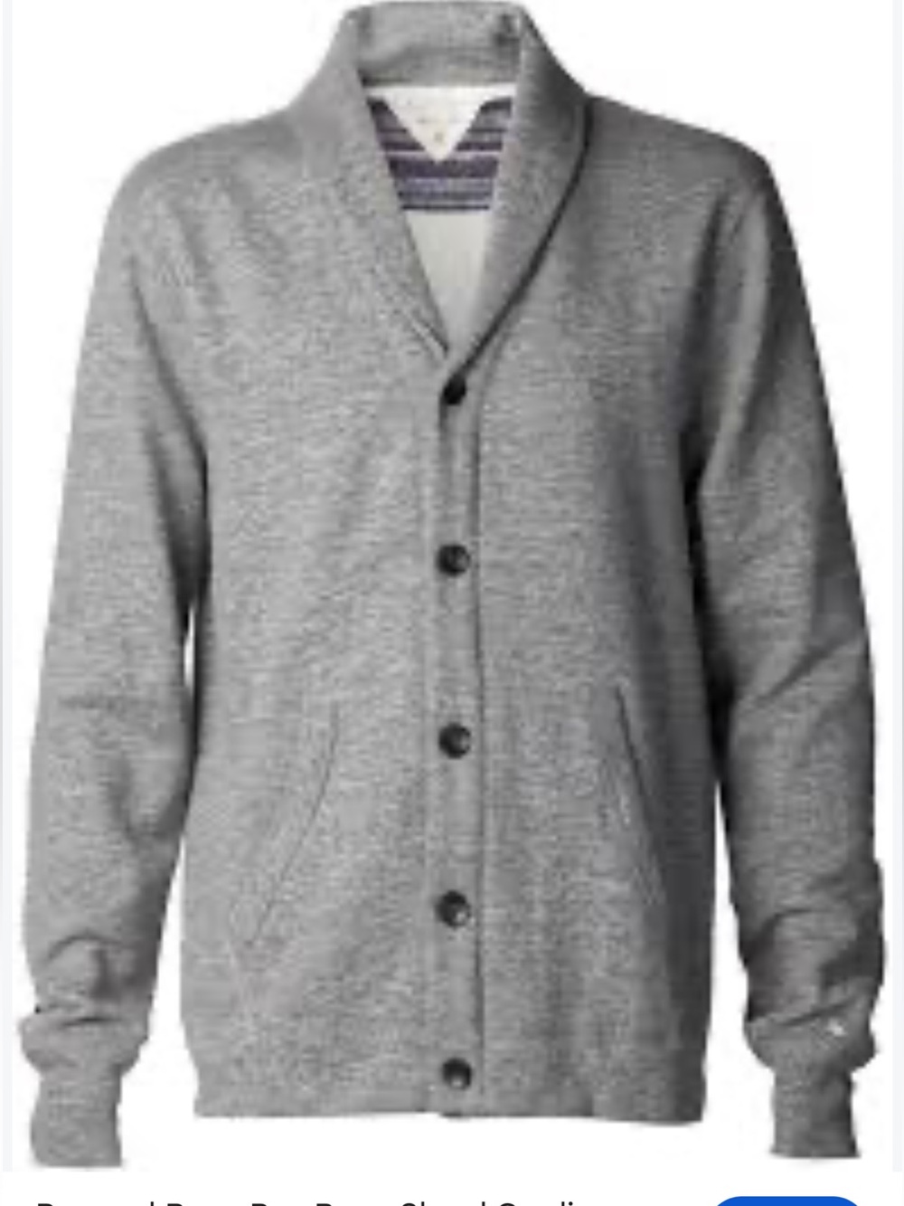 Rag and bone Gray Shawl Collar Button-Up Men's cardigan